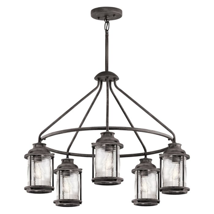 Ashland Bay 5 Light Outdoor Chandelier - Weathered Zinc