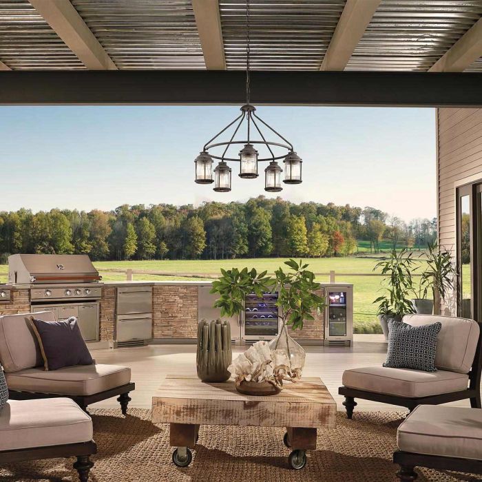 Ashland Bay 5 Light Outdoor Chandelier - Weathered Zinc