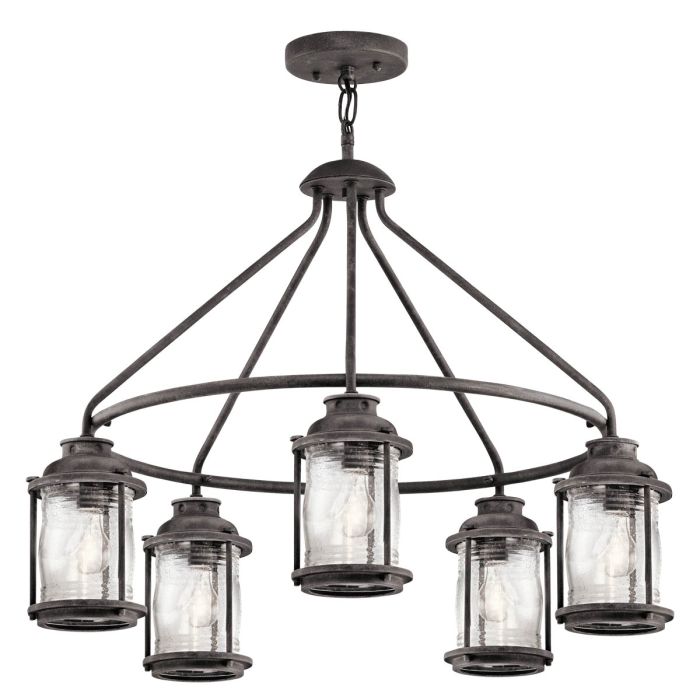 Ashland Bay 5 Light Outdoor Chandelier - Weathered Zinc