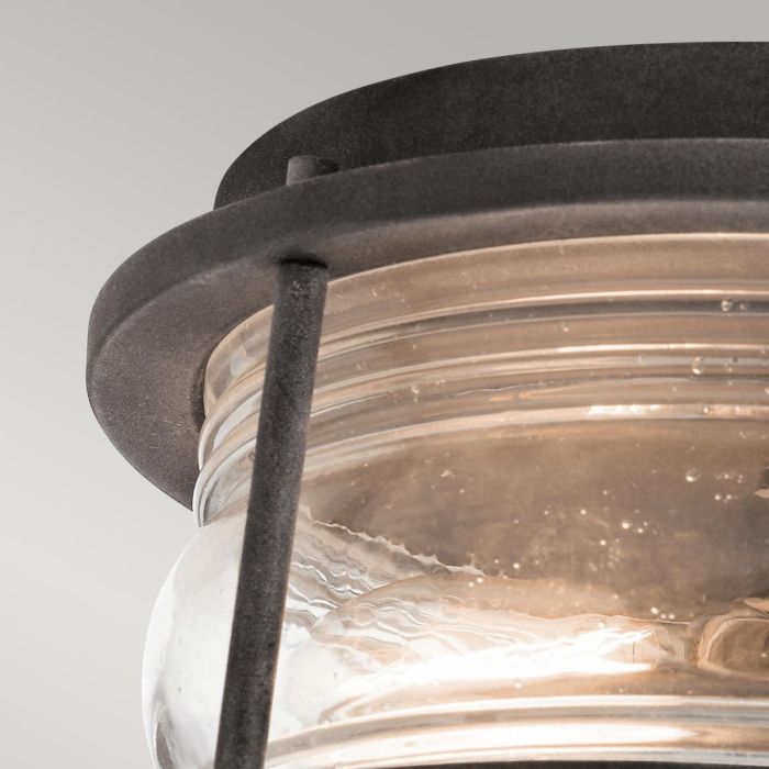 Ashland Bay 2 Light Outdoor Ceiling Flush - Weathered Zinc