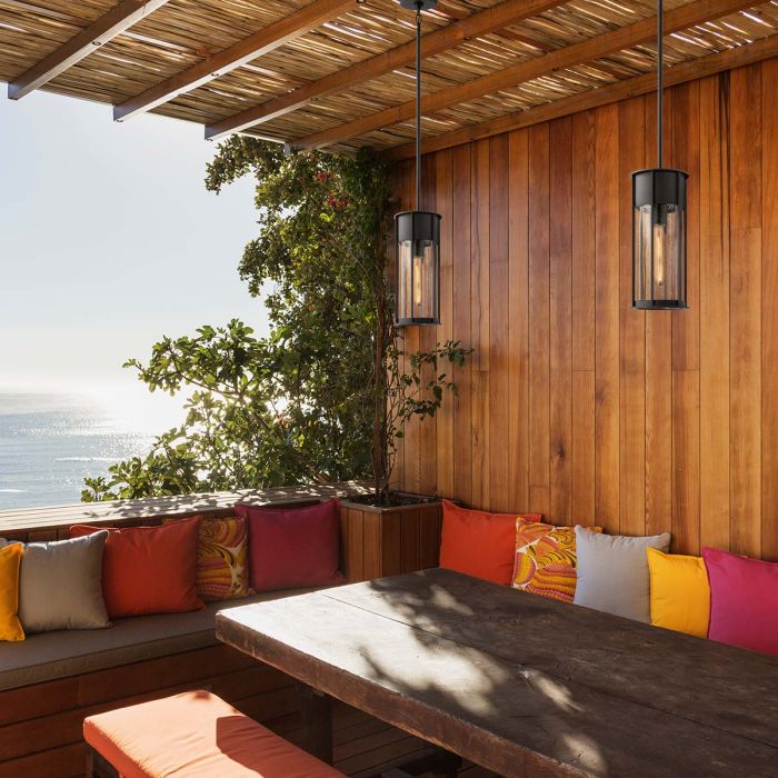 Camillo 1lt Outdoor Pendant - Textured Black