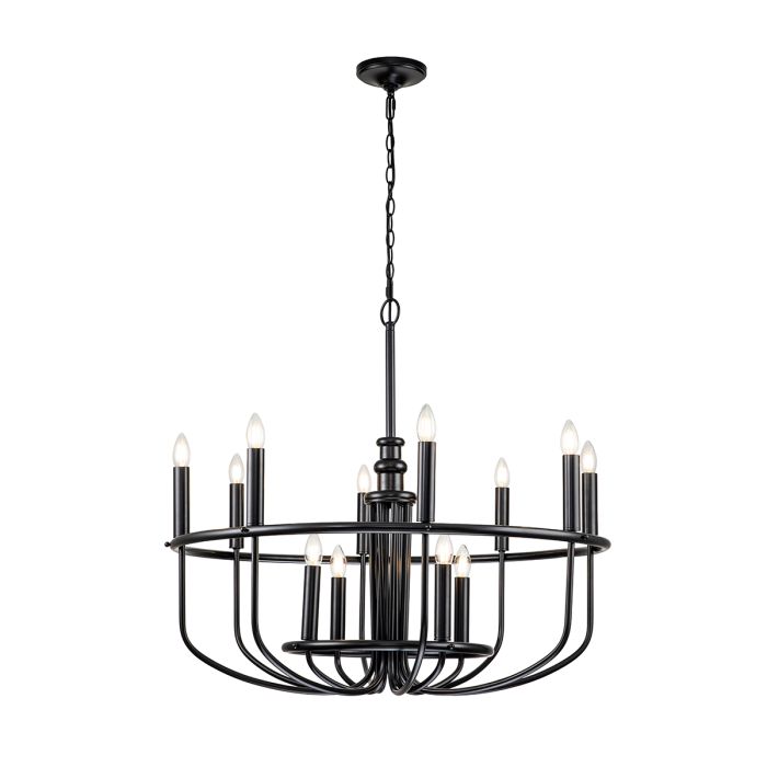 Capitol Hill 12 Light Chandelier - Black