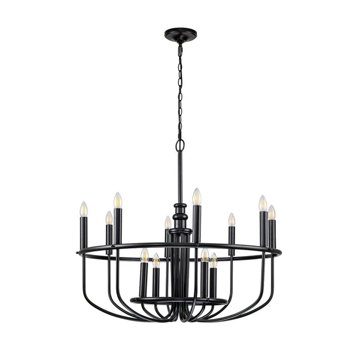 Capitol Hill 12 Light Chandelier - Black