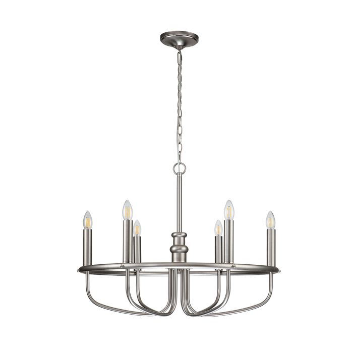 Capitol Hill 6 Light Chandelier - Brushed Nickel