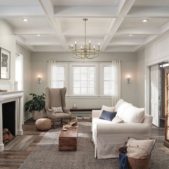 Capitol Hill 6 Light Chandelier - Painted Natural Brass