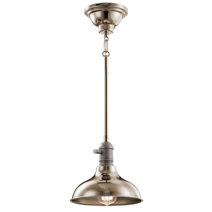 Cobson 1 Light Mini Pendant - Polished Nickel - Natural Brass