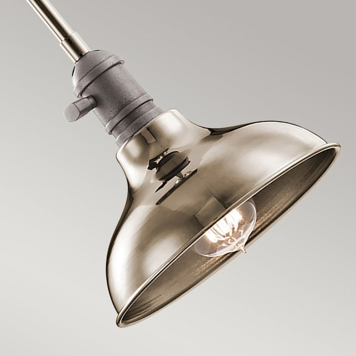 Cobson 1 Light Mini Pendant - Polished Nickel - Natural Brass