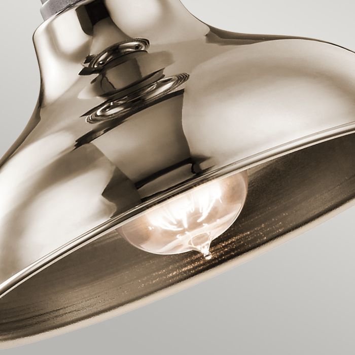 Cobson 1 Light Mini Pendant - Polished Nickel - Natural Brass