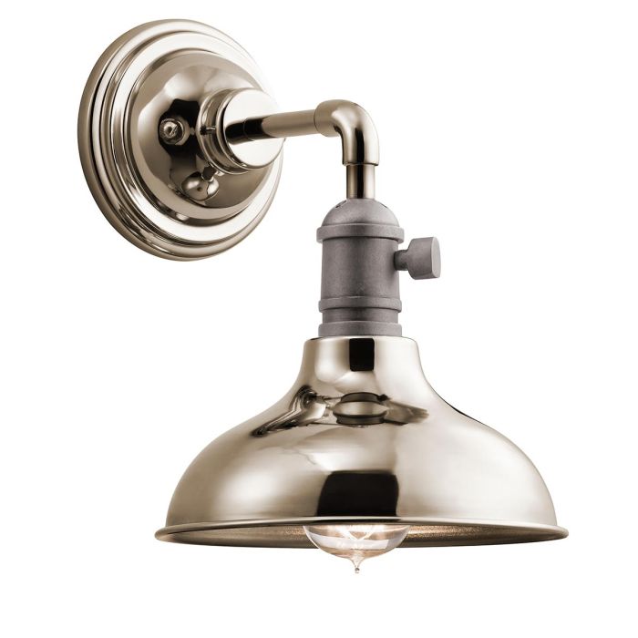 Cobson 1 Light Wall Light - Polished Nickel - Natural Brass