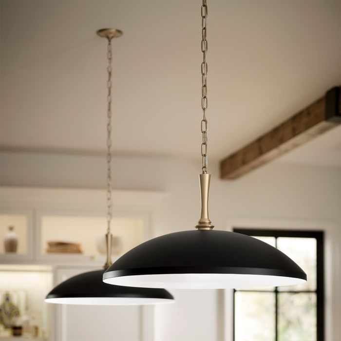 Delarosa 1 lt Ceiling Pendant - Black & Champagne Bronze
