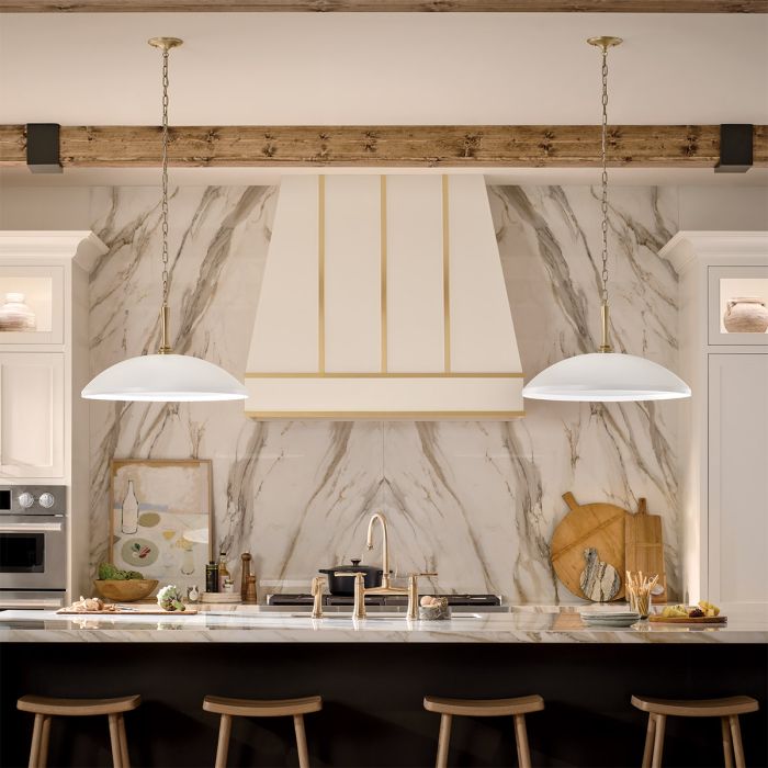 Delarosa 1 lt Ceiling Pendant - White & Champagne Bronze