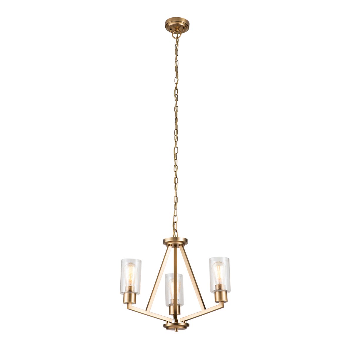 Deryn 3 Light Chandelier – Natural Brass