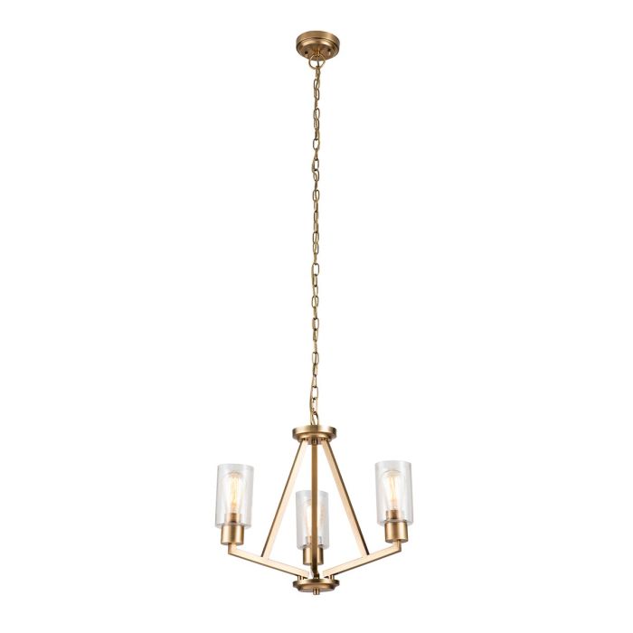 Deryn 3 Light Chandelier - Natural Brass