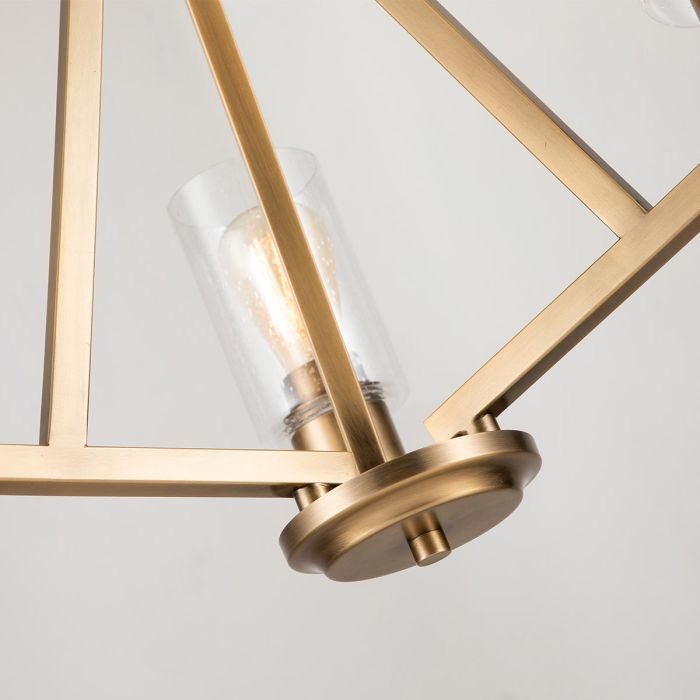 Deryn 3 Light Chandelier - Natural Brass