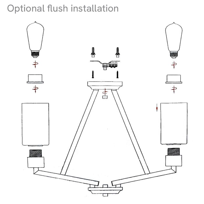Deryn 5 Light Chandelier - Natural Brass