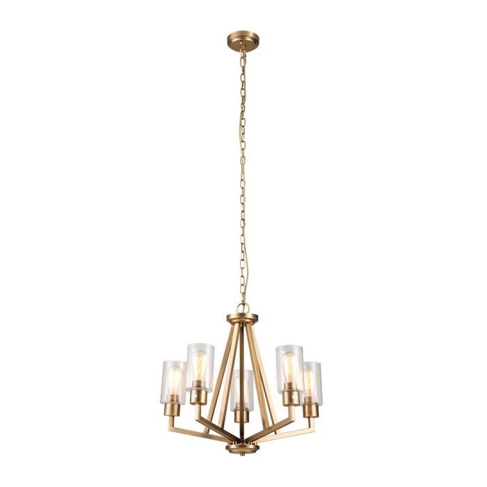 Deryn 5 Light Chandelier - Natural Brass