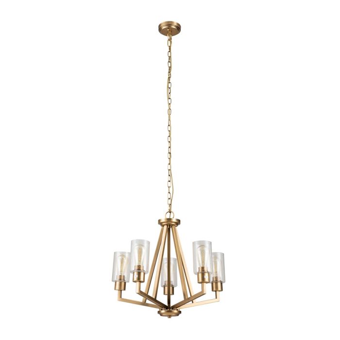Deryn 5 Light Chandelier - Natural Brass