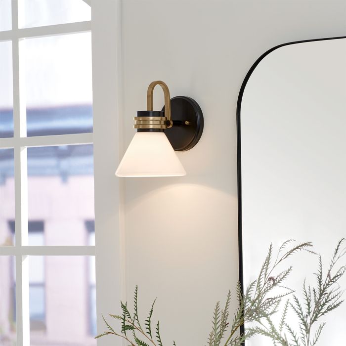 Farum 1 lt Wall Light - Black with Champagne Bronze