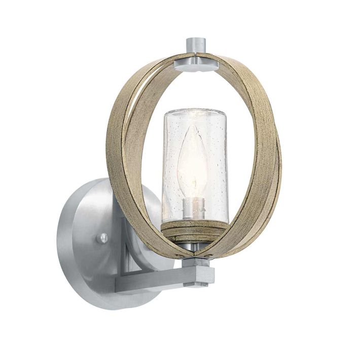 Grand Bank 1 Light Outdoor Wall Light - Distressed Antique Grey & Brushed Aluminium
