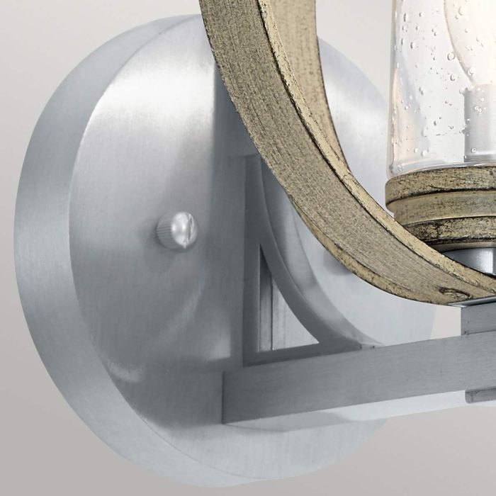 Grand Bank 1 Light Outdoor Wall Light - Distressed Antique Grey & Brushed Aluminium