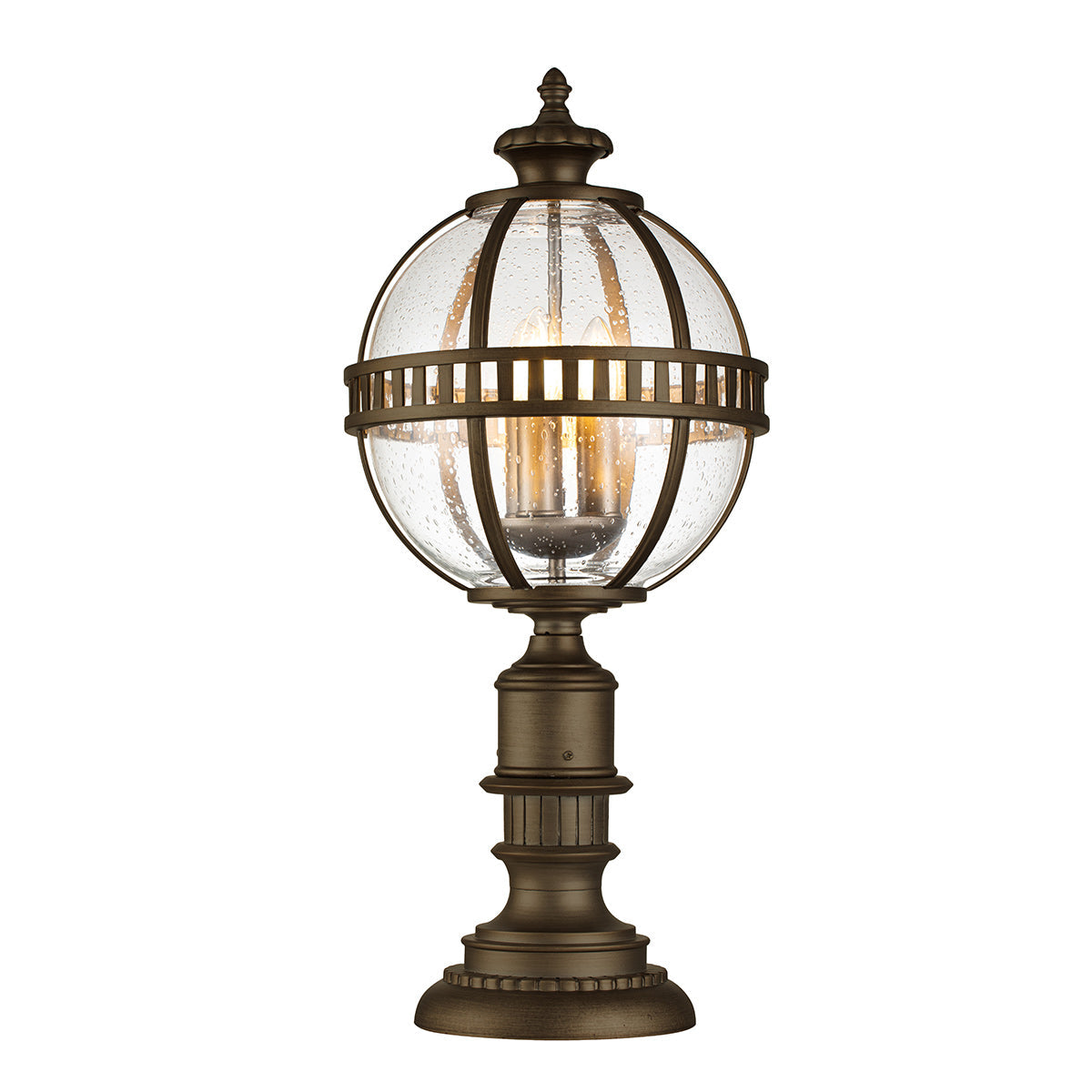 Halleron 3 Light Pedestal Lantern – Burnished Bronze