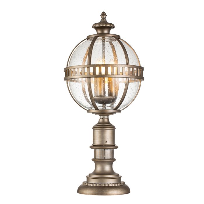 Halleron 3 Light Pedestal Lantern - Burnished Bronze