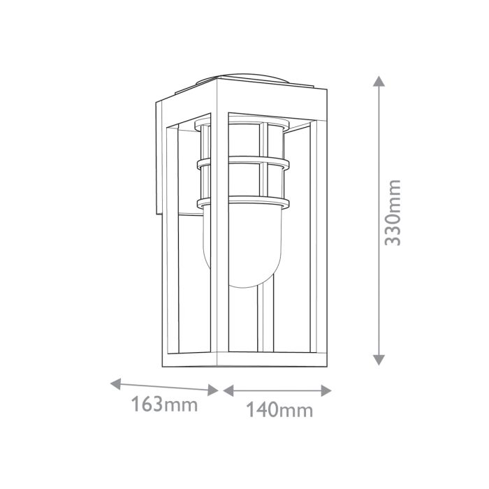 Hone Coastal 1 lt Small Wall Lantern - Textured Black