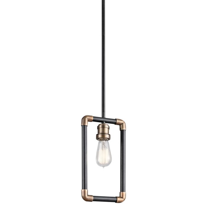 Imahn 1 Light Mini Pendant - Black and Natural Brass