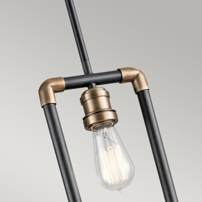 Imahn 1 Light Mini Pendant - Black and Natural Brass