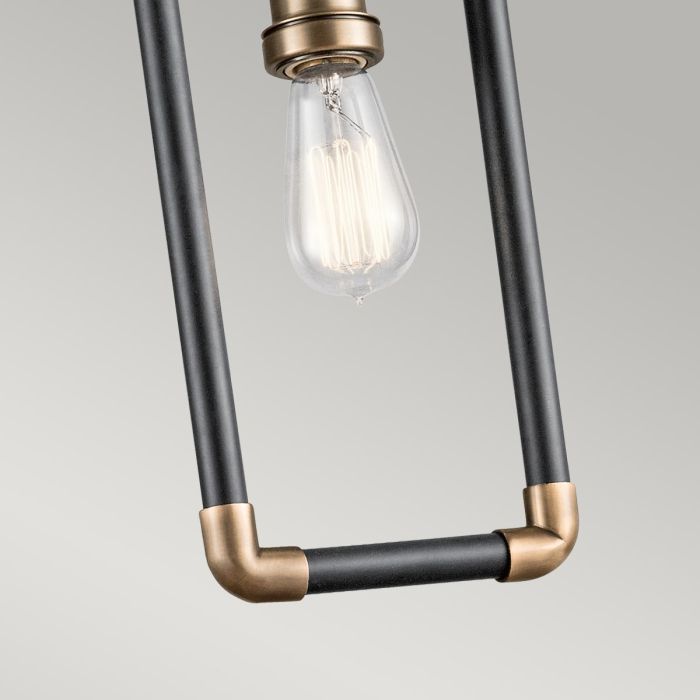 Imahn 1 Light Mini Pendant - Black and Natural Brass