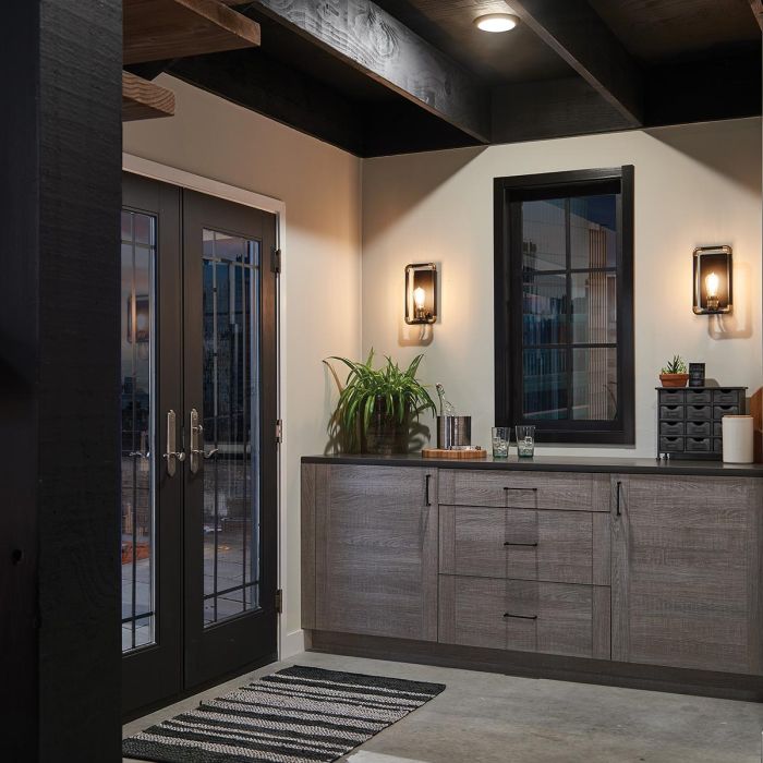 Imahn 1 Light Wall Light - Black and Natural Brass