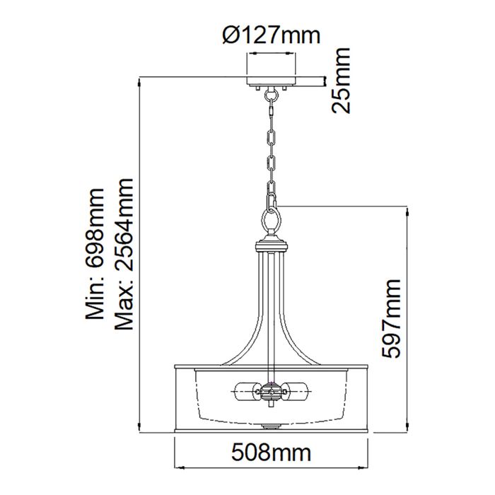 Lacey 4 Light Large Pendant - Antique Pewter