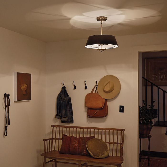 Luella 3lt Duo-Mount Pendant - Black & Brass