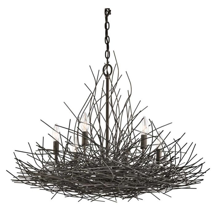Organique 6 Light Chandelier - Olde Bronze