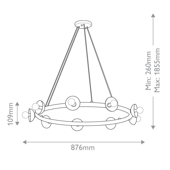 Palta 9 Light Chandelier - Satin Black