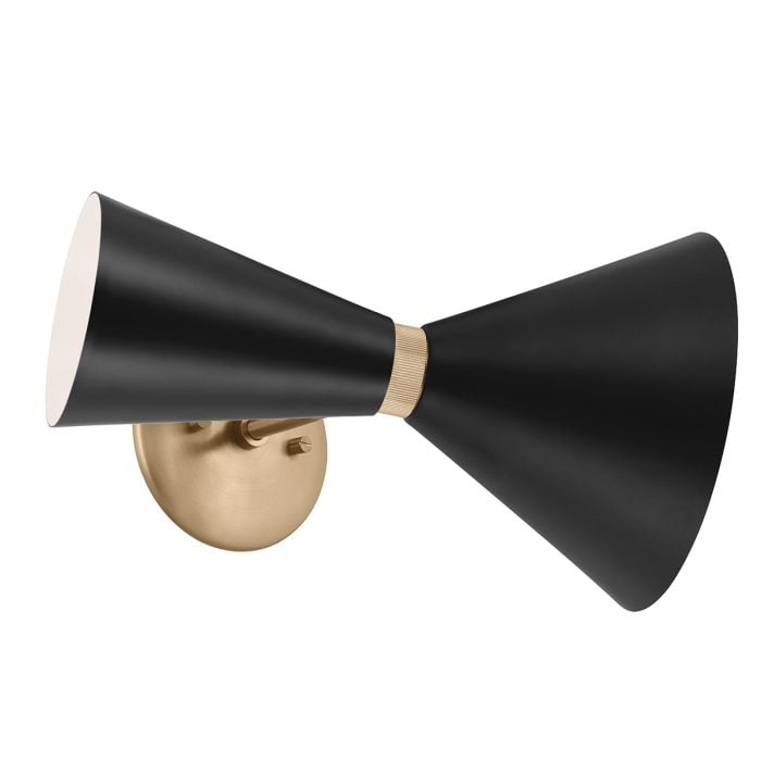 Phix 1 arm, 2 light up and down Wall Light - Champagne Bronze, Black