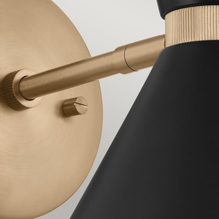 Phix 1 arm, 2 light up and down Wall Light - Champagne Bronze, Black