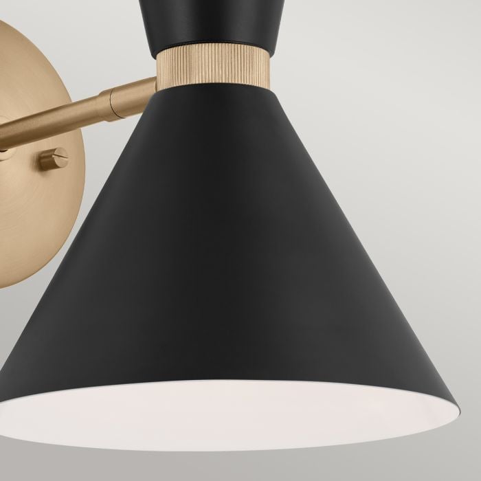 Phix 1 arm, 2 light up and down Wall Light - Champagne Bronze, Black