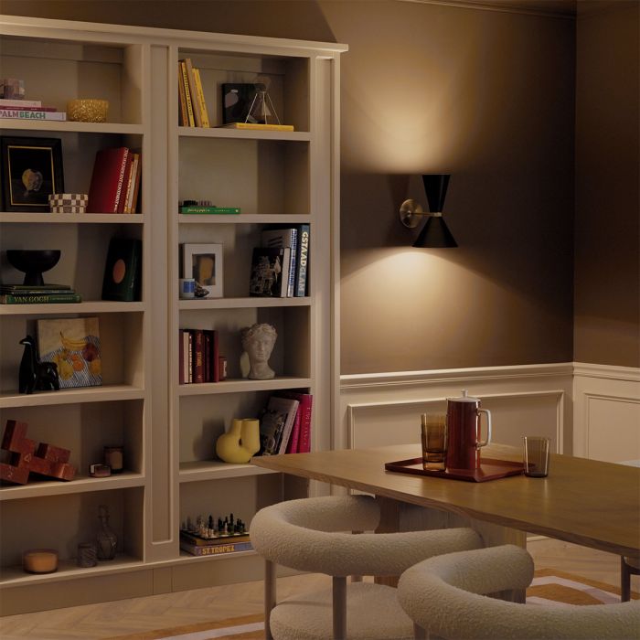 Phix 1 arm, 2 light up and down Wall Light - Champagne Bronze, Black