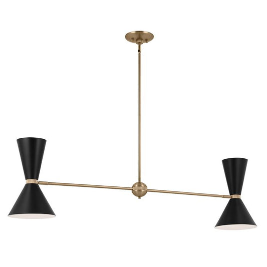 Phix 4 light 2 arm up and down linear Chandelier - Champagne Bronze, Black