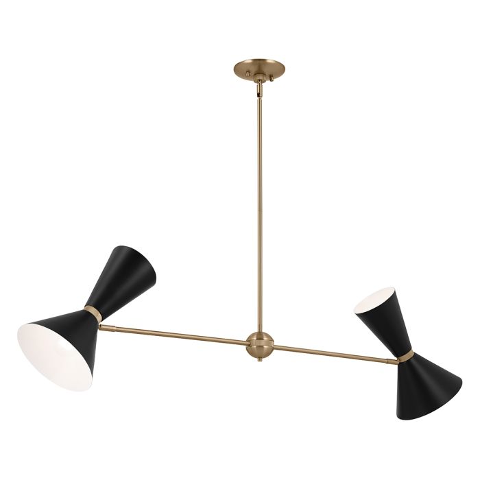 Phix 4 light 2 arm up and down linear Chandelier - Champagne Bronze, Black