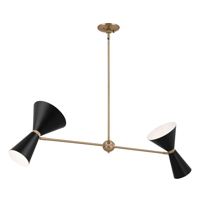 Phix 4 light 2 arm up and down linear Chandelier - Champagne Bronze, Black