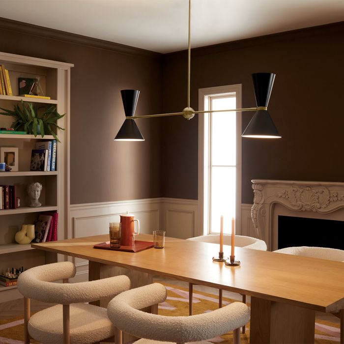 Phix 4 light 2 arm up and down linear Chandelier - Champagne Bronze, Black