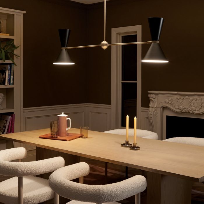 Phix 4 light 2 arm up and down linear Chandelier - Champagne Bronze, Black