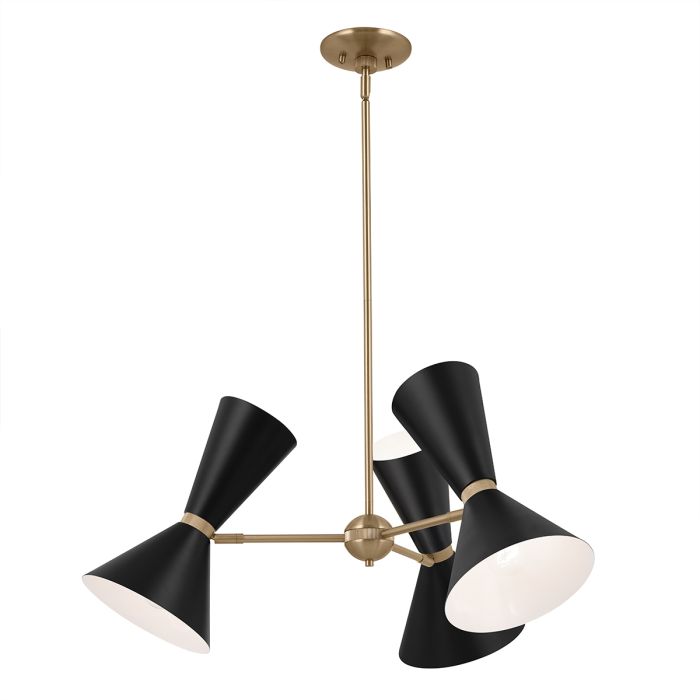 Phix 6 light 3 arm up and down Chandelier - Champagne Bronze, Black