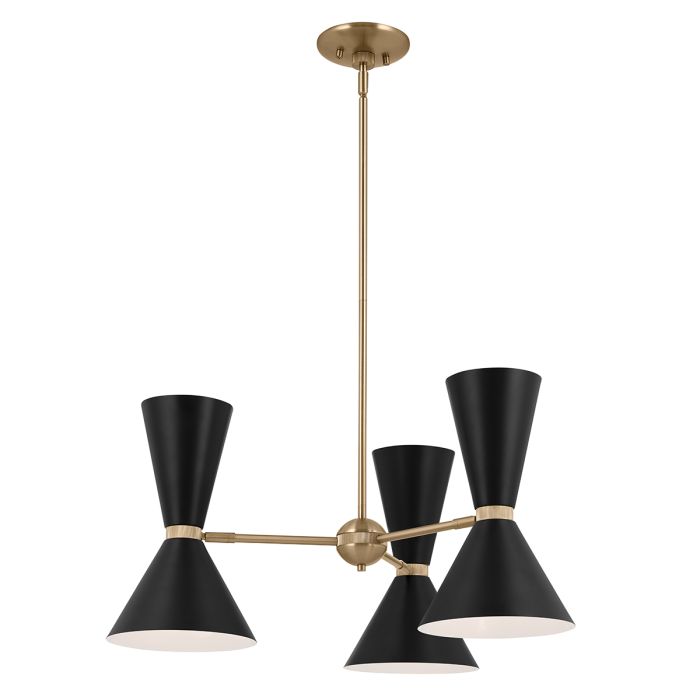 Phix 6 light 3 arm up and down Chandelier - Champagne Bronze, Black