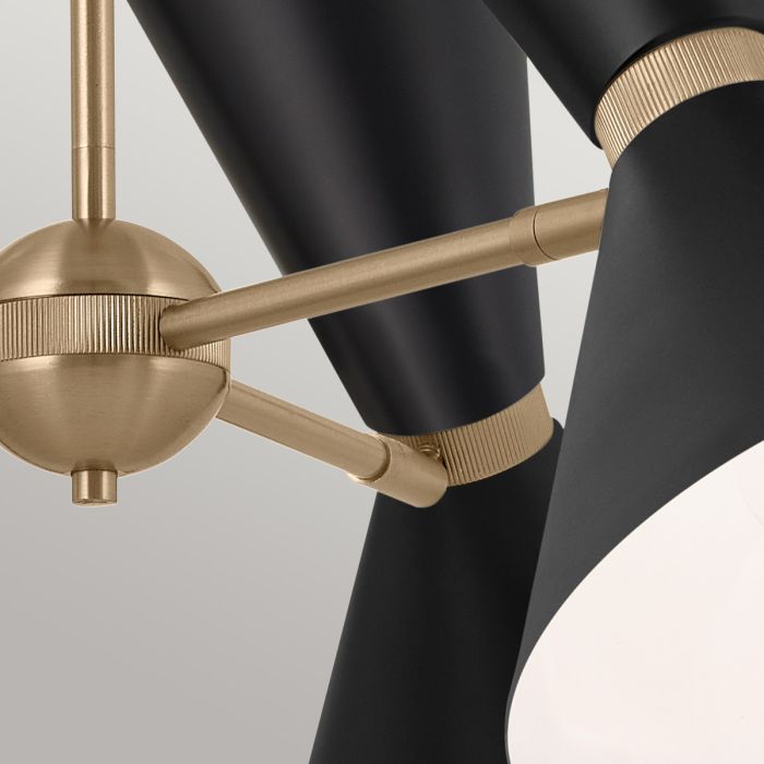 Phix 6 light 3 arm up and down Chandelier - Champagne Bronze, Black