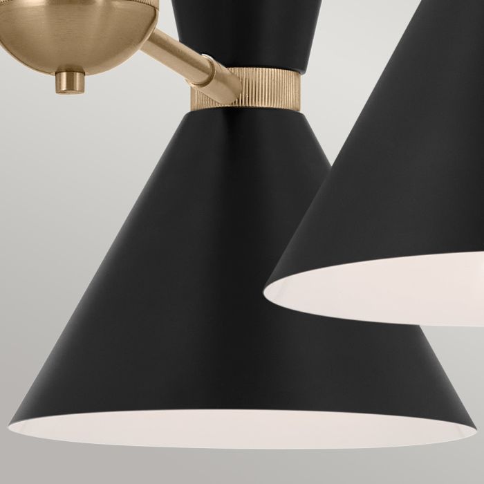 Phix 6 light 3 arm up and down Chandelier - Champagne Bronze, Black