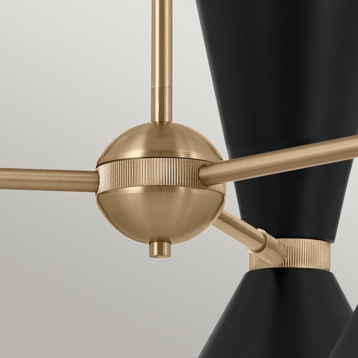 Phix 6 light 3 arm up and down Chandelier - Champagne Bronze, Black