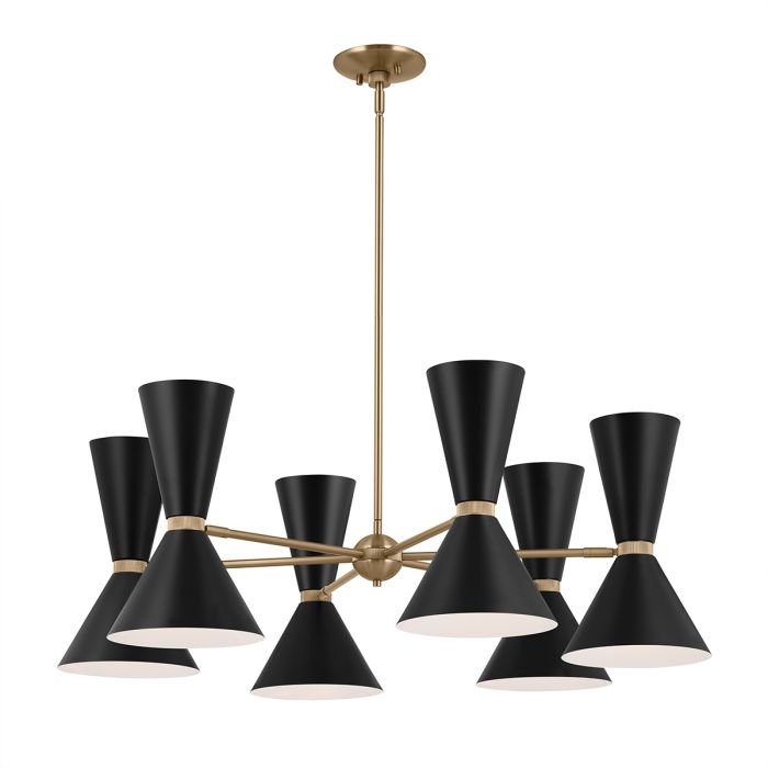 Phix 12 light 6 arm up and down Chandelier - Champagne Bronze, Black